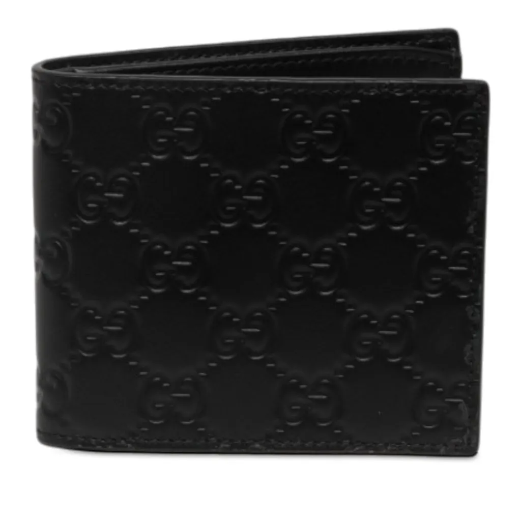 Gucci GG Emblem Embossed Calfskin Bifold Wallet Black Leather Very good - Inside View