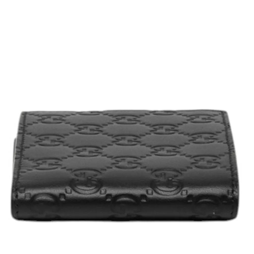 Gucci GG Emblem Embossed Calfskin Bifold Wallet Black Leather Very good - Model View