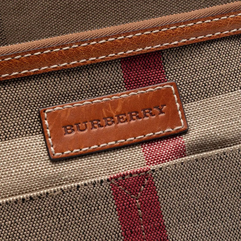 Burberry Medium Mega Check Canvas Tottenham Brit Satchel Brown Very good - Box View