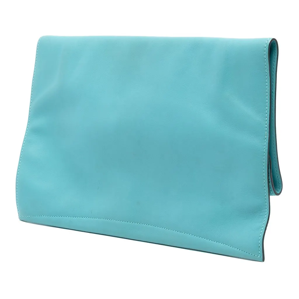 Hermès Evercolor Pliplat Clutch Blue Leather Very good - Back View
