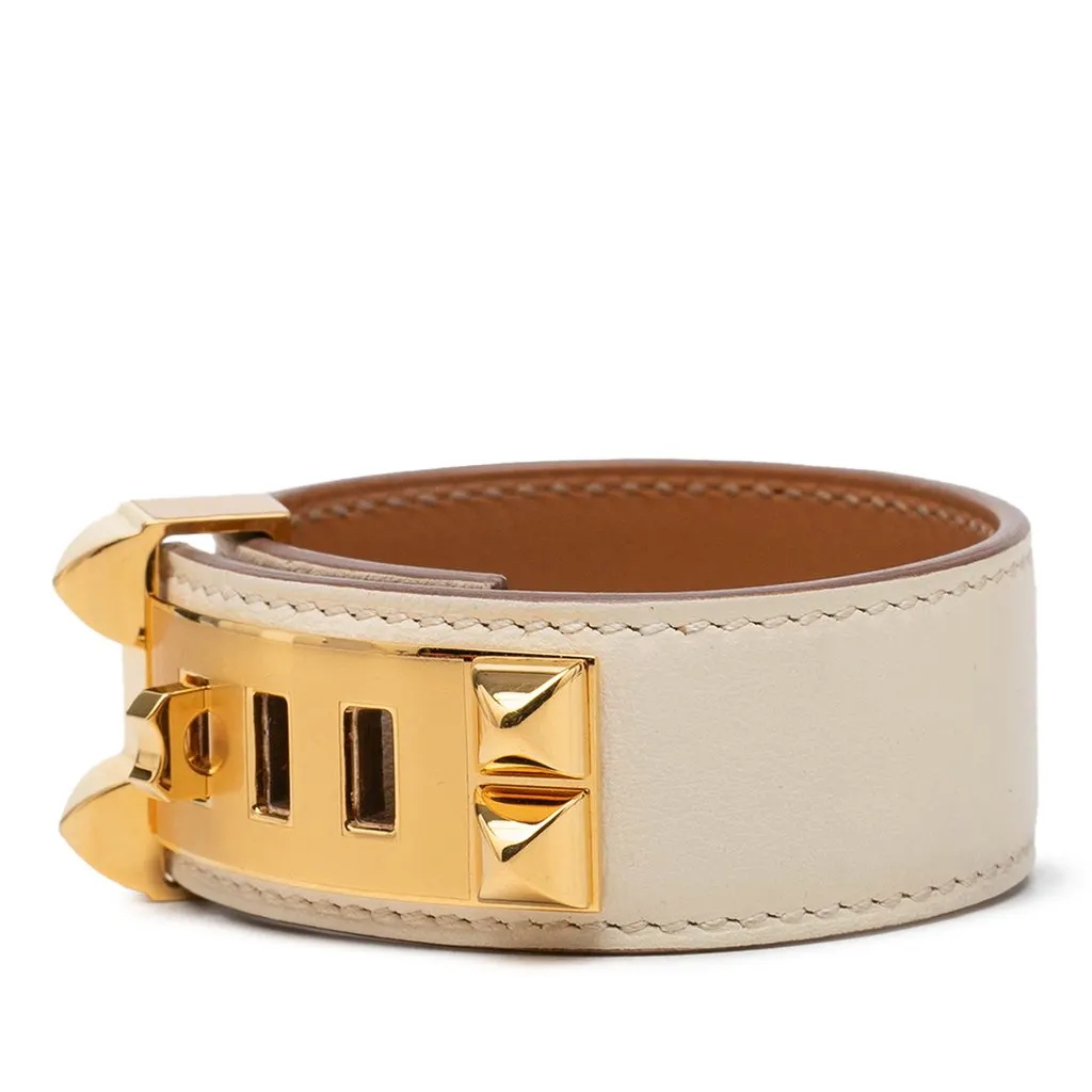 Hermès Swift and Gold Plated Collier de Chien Bracelet Brown Leather Very good - Back View