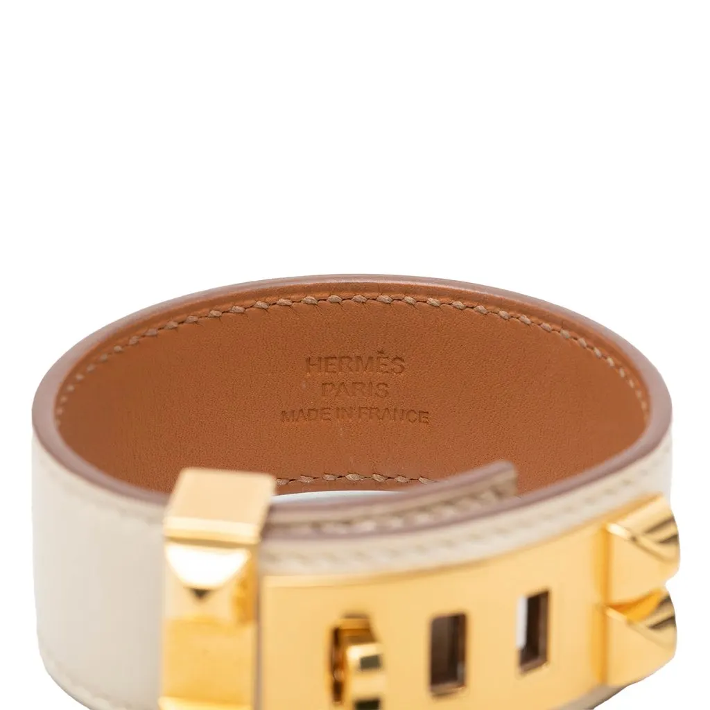 Hermès Swift and Gold Plated Collier de Chien Bracelet Brown Leather Very good - Model View