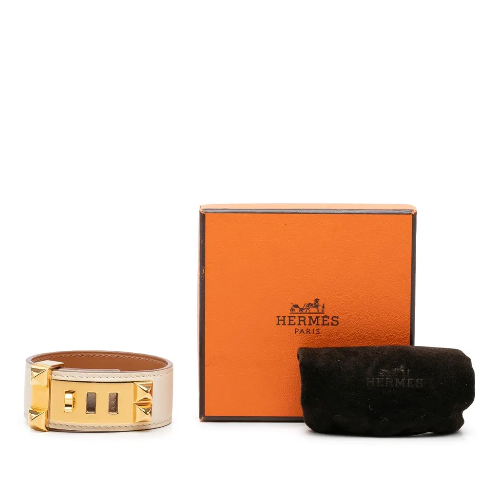 Hermès Swift and Gold Plated Collier de Chien Bracelet Brown Leather Very good - Box View