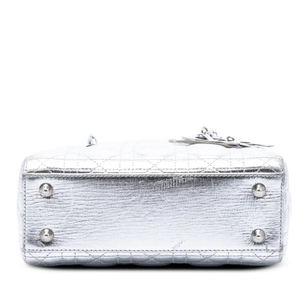 Dior Small Metallic Lambskin Cannage My ABCDior Lady Dior Silver Leather Very good - Inside View