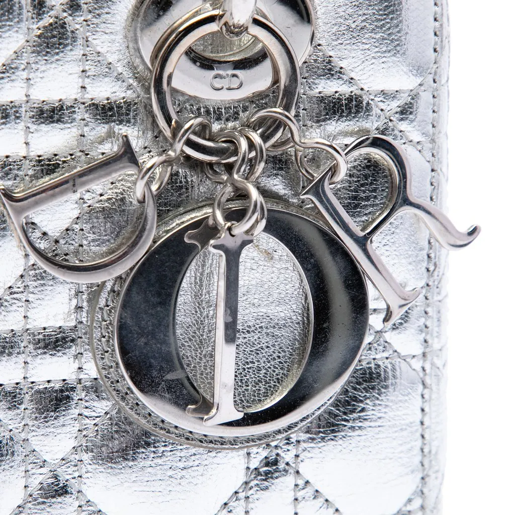 Dior Small Metallic Lambskin Cannage My ABCDior Lady Dior Silver Leather Very good - Box View