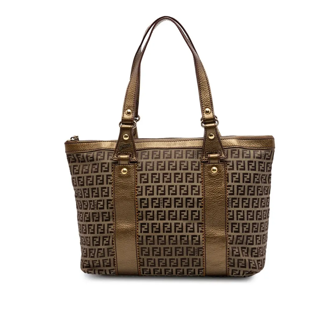 Fendi Zucchino Canvas Tote Beige Very good - Front View