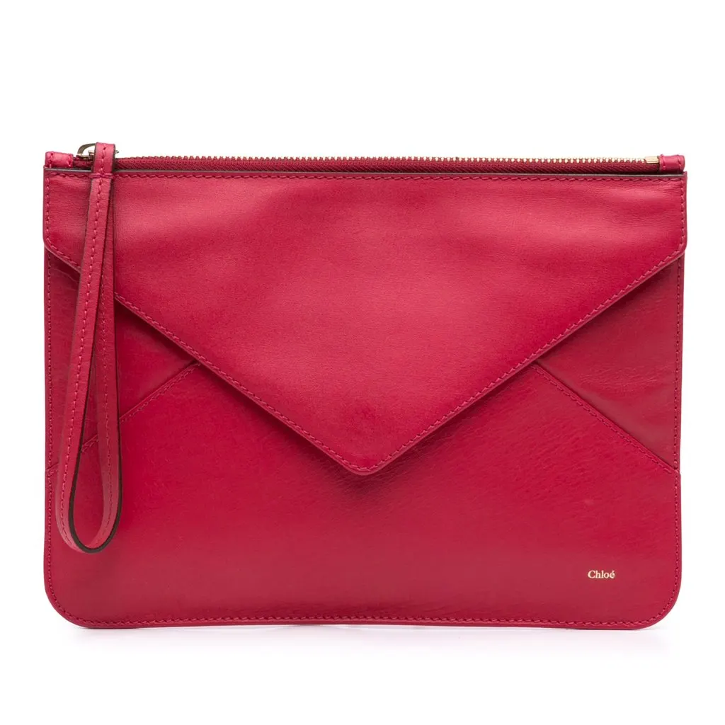 Chloé Leather Envelope Clutch Red Leather Very good - Front View