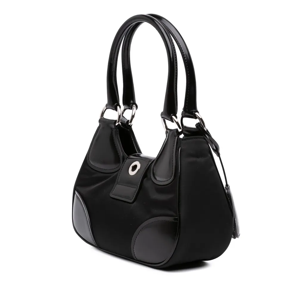 Prada Re Nylon and Shiny Calfskin Re Edition 2002 Moon Satchel Black Very good - Back View