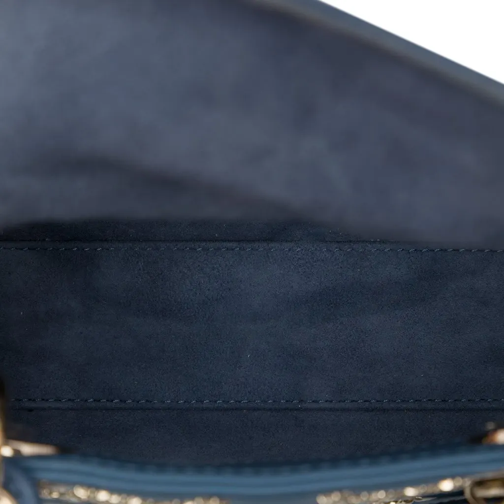 Dior Mini Lambskin Cannage Lucky Star Studded Lady Dior Blue Leather Very good - Model View