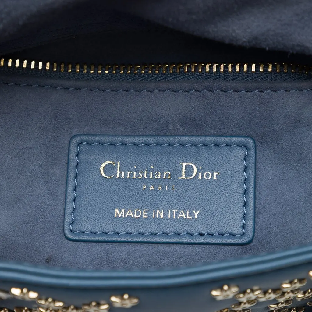 Dior Mini Lambskin Cannage Lucky Star Studded Lady Dior Blue Leather Very good - Box View