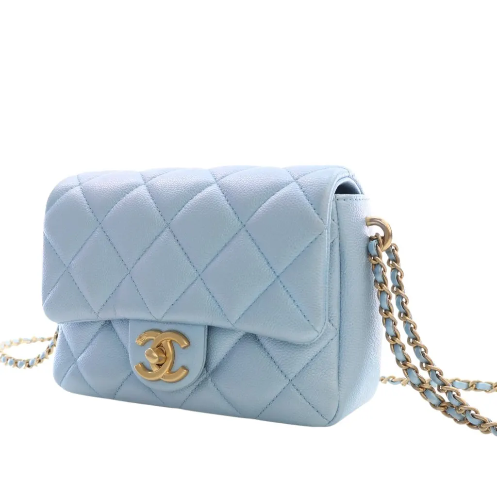Chanel Mini Quilted Iridescent Caviar My Perfect Flap Blue Leather Very good - Inside View