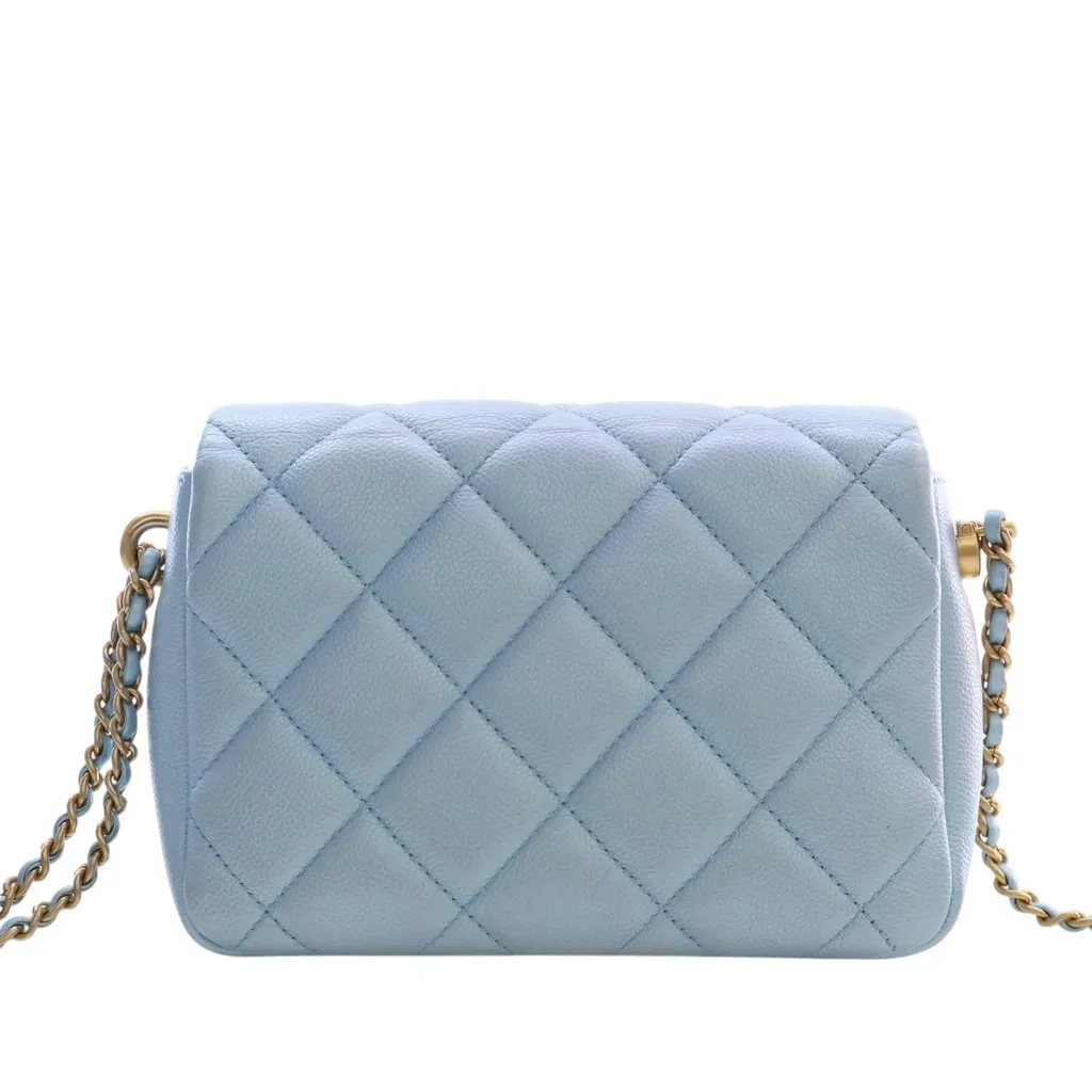 Chanel Mini Quilted Iridescent Caviar My Perfect Flap Blue Leather Very good - Model View