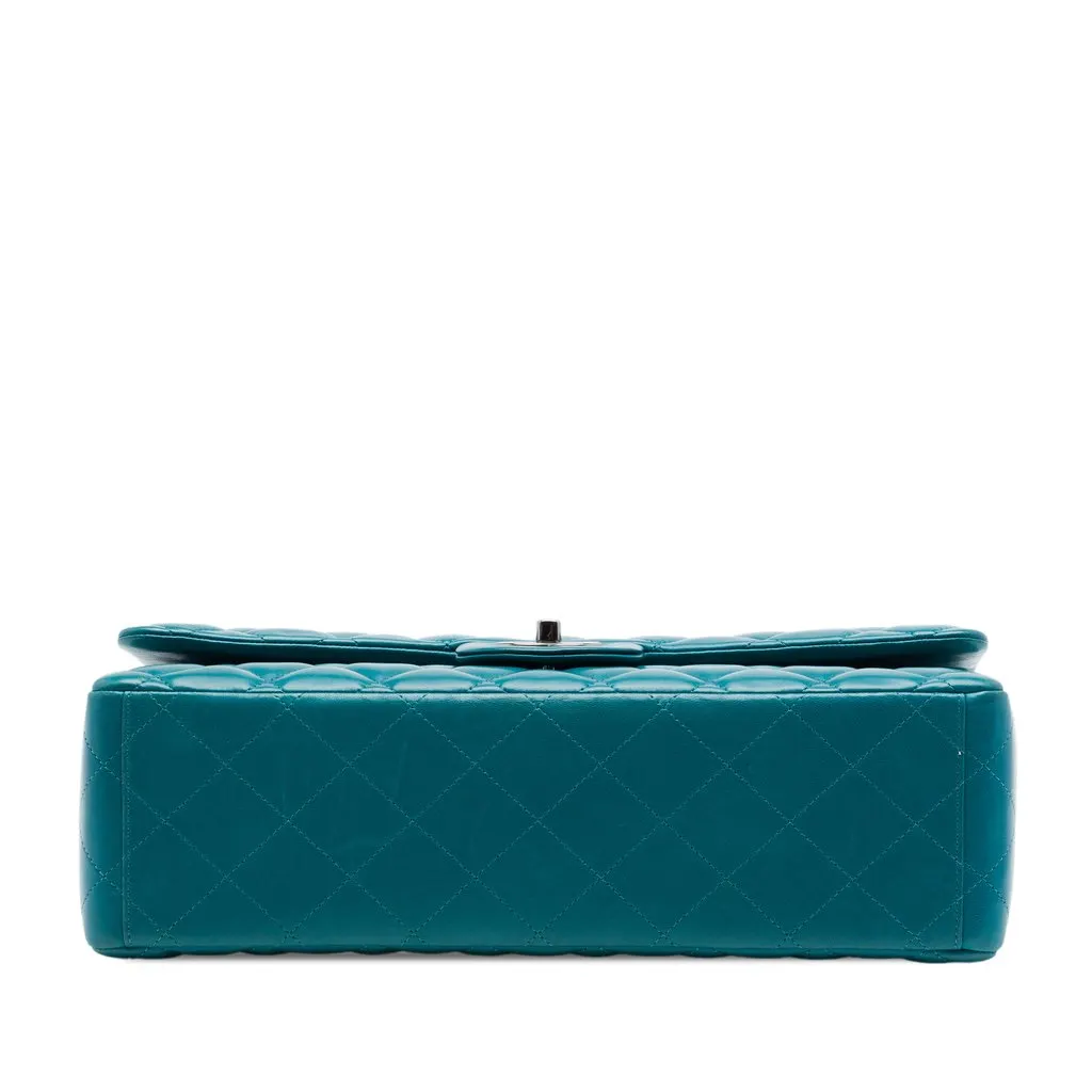Chanel Maxi Classic Lambskin Double Flap Blue Leather Very good - Inside View