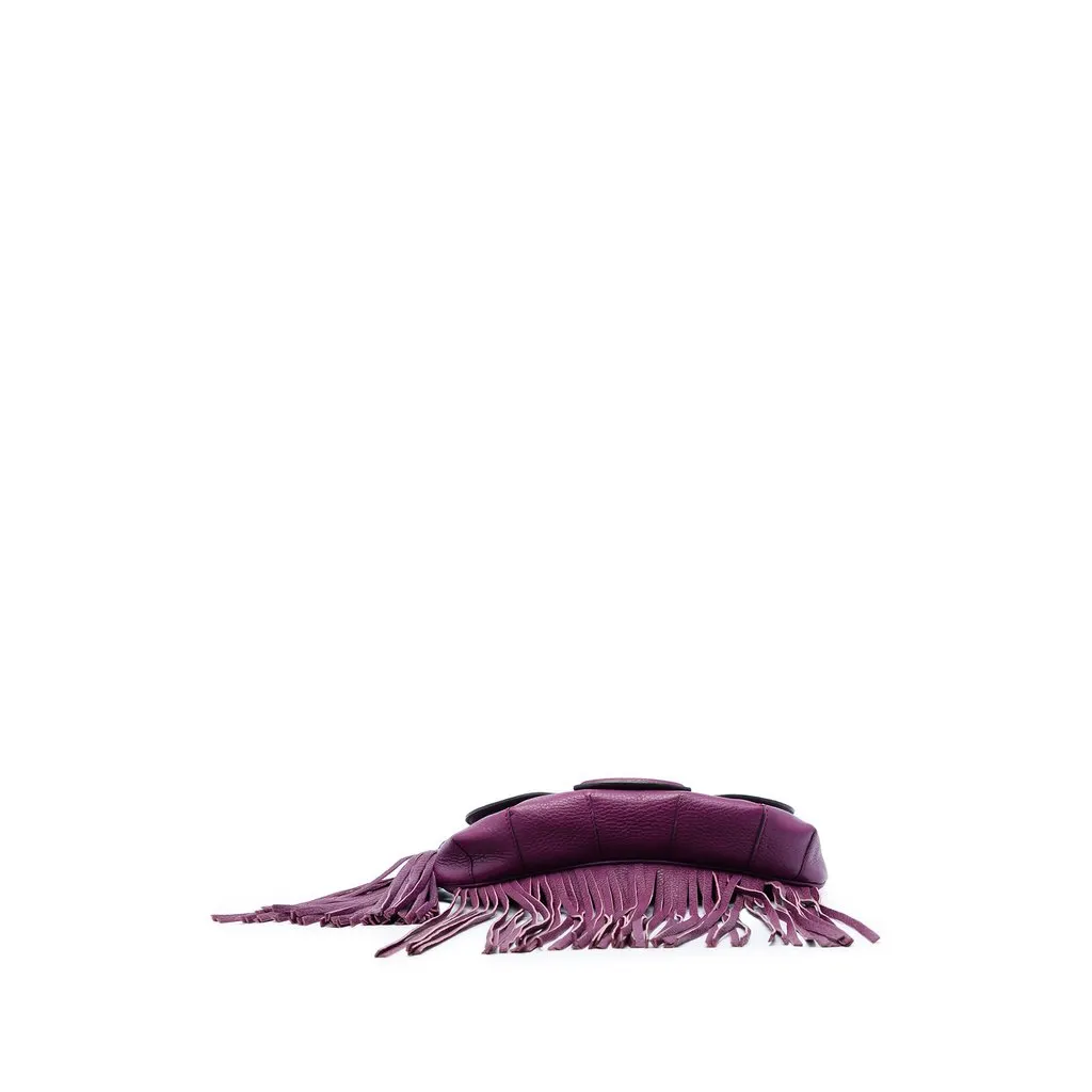 Gucci Medium Calfskin Bamboo Nouveau Fringe Crossbody Purple Leather Very good - Inside View