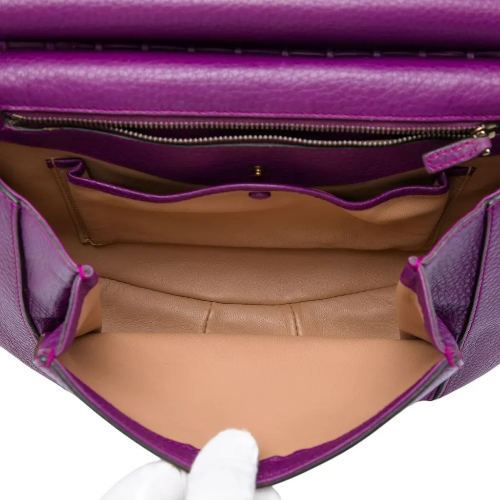 Gucci Medium Calfskin Bamboo Nouveau Fringe Crossbody Purple Leather Very good - Model View