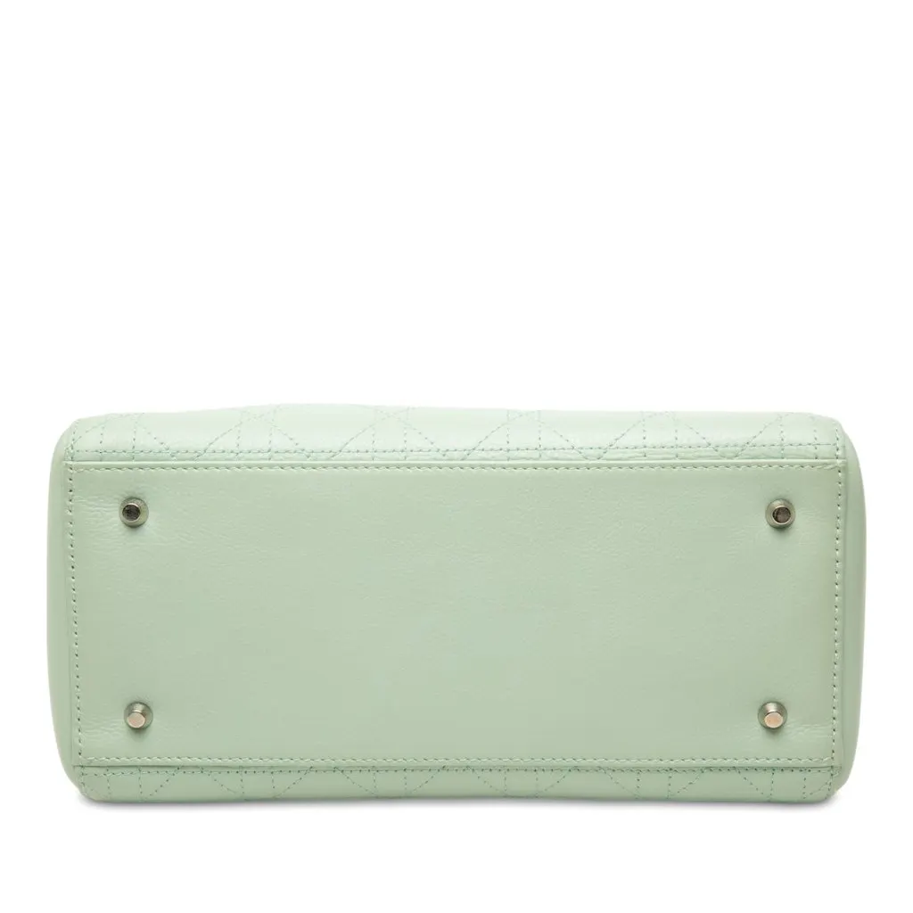 Dior Medium Calfskin Cannage Lady Dior Green Leather Very good - Inside View