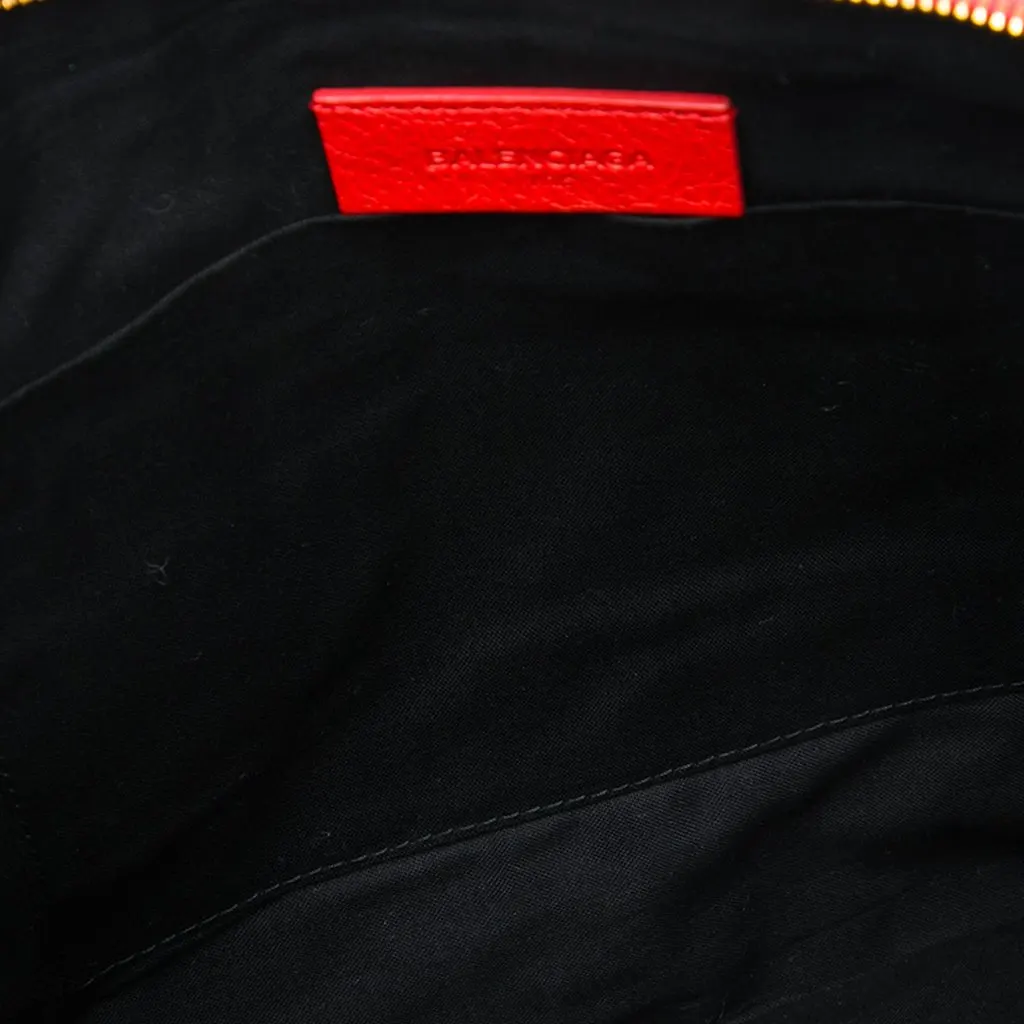 Balenciaga Lambskin Motocross Giant 12 Zip Around Flat Clutch Red Leather Very good - Model View