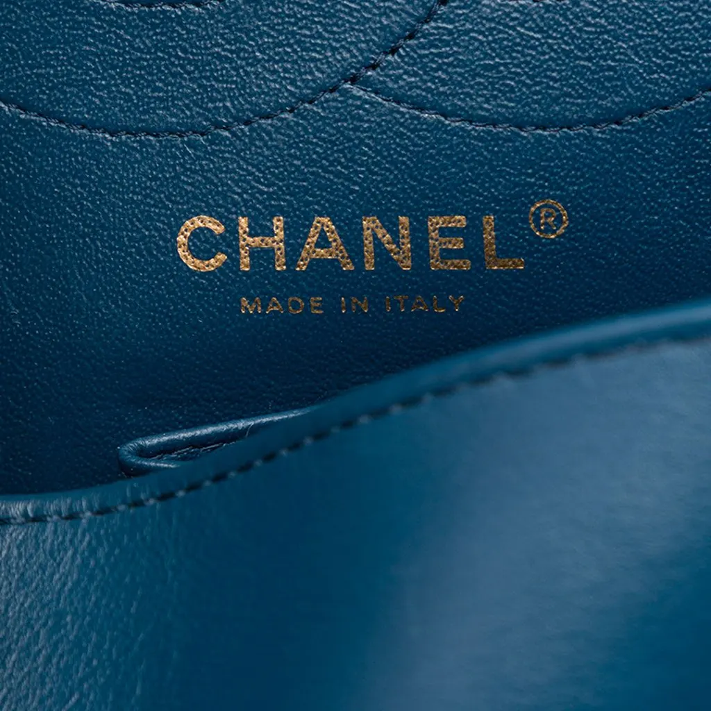 Chanel Quilted Patent Reissue 2.55 Double Flap 225 Blue Leather Very good - Box View