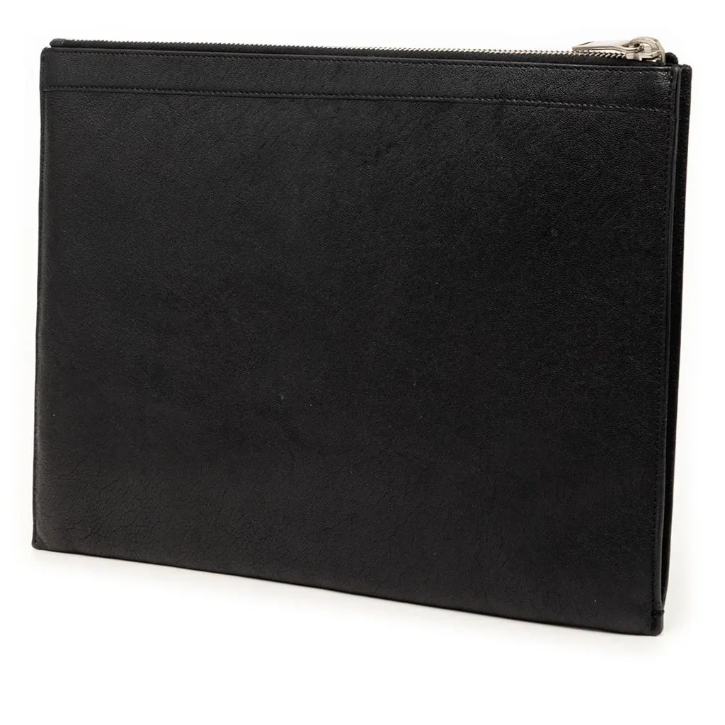 Saint Laurent Studded Leather Clutch Black Leather Very good - Back View