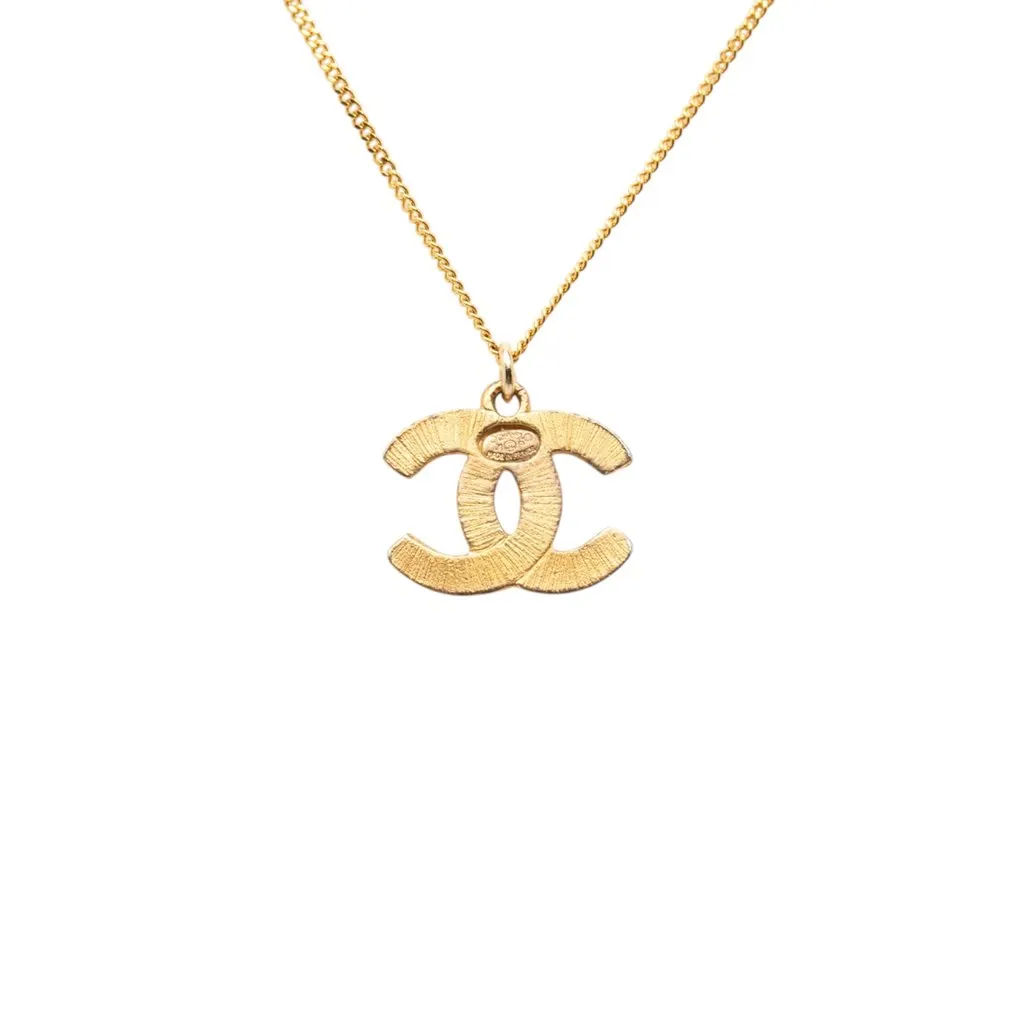 Chanel CC Gold Plated Strass Pendant Necklace Gold Metal Very good - Inside View