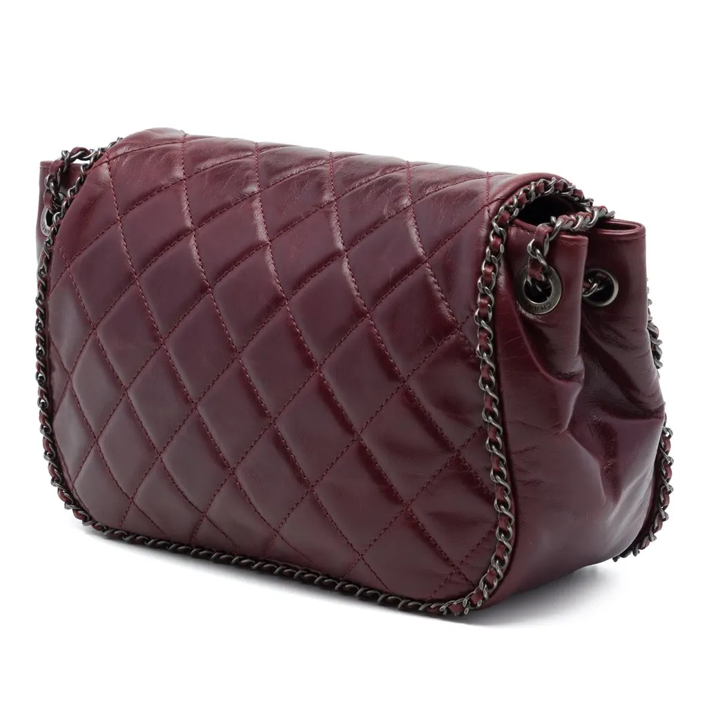 Chanel Small Quilted Calfskin CC Enchained Accordion Flap Red Leather Very good - Back View
