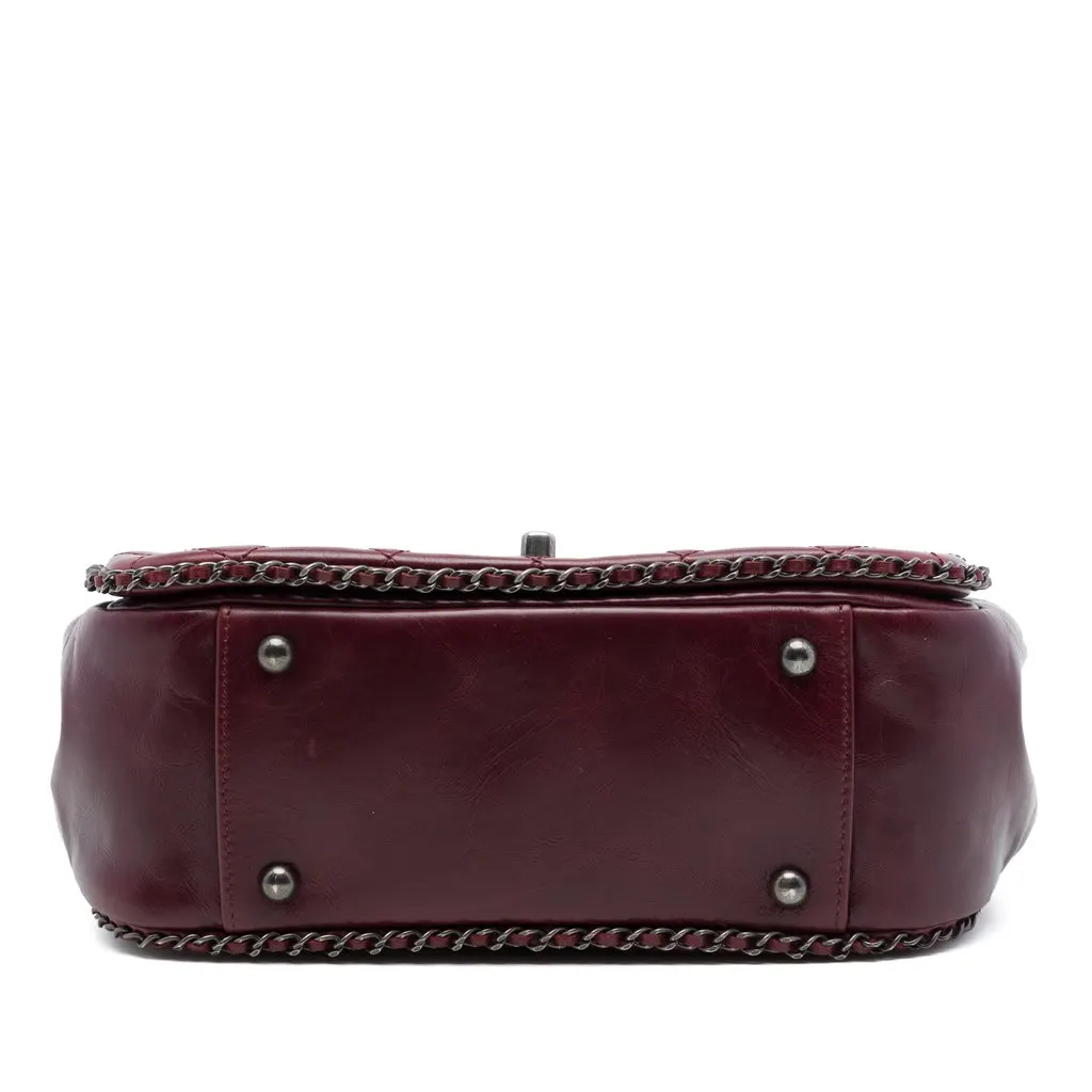 Chanel Small Quilted Calfskin CC Enchained Accordion Flap Red Leather Very good - Inside View