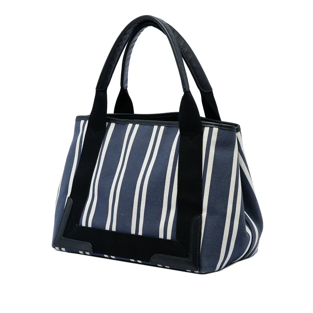 Balenciaga Canvas Striped Navy Cabas S Blue Canvas Very good - Back View