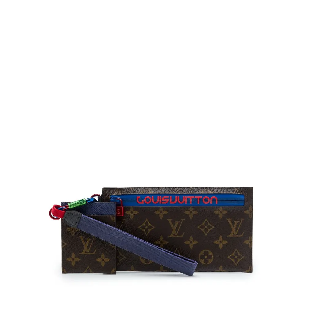 Louis Vuitton Monogram Outdoor Ribbon Pochette Brown Very good - Front View