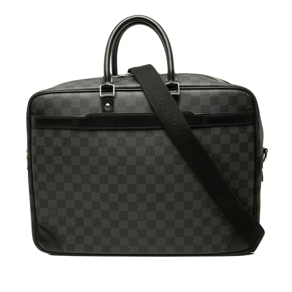 Louis Vuitton Damier Graphite Porte Documents Voyage GM Black Canvas Good - Front View