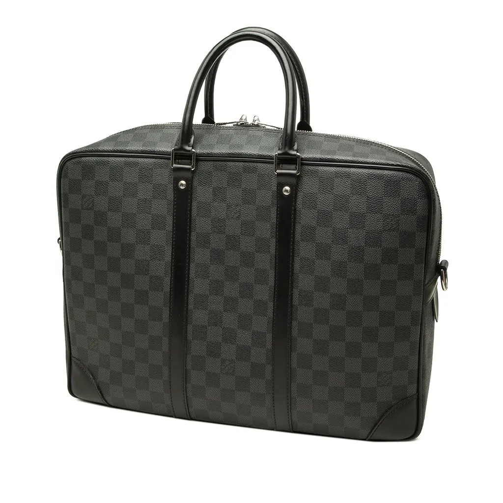Louis Vuitton Damier Graphite Porte Documents Voyage GM Black Canvas Good - Back View