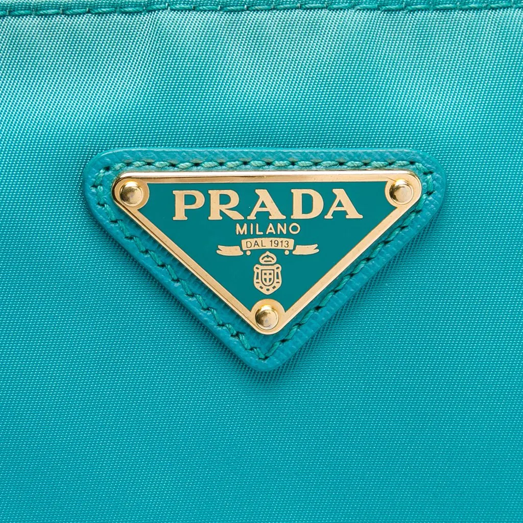 Prada Saffiano Trimmed Tessuto Zip Top Crossbody Blue Polyamide Very good - Box View