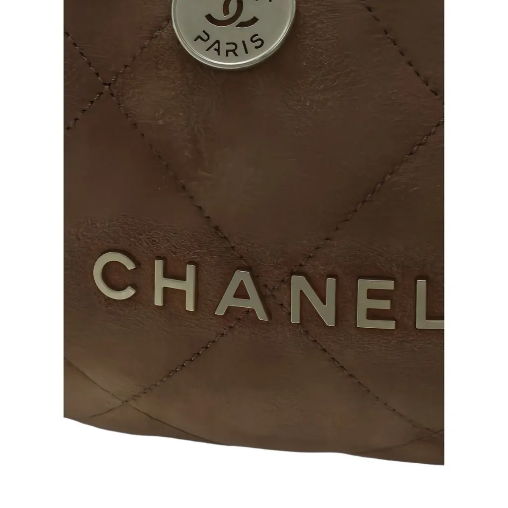 Chanel Large Shearling Trimmed Quilted Suede 22 Hobo Brown Suede Very good - Box View