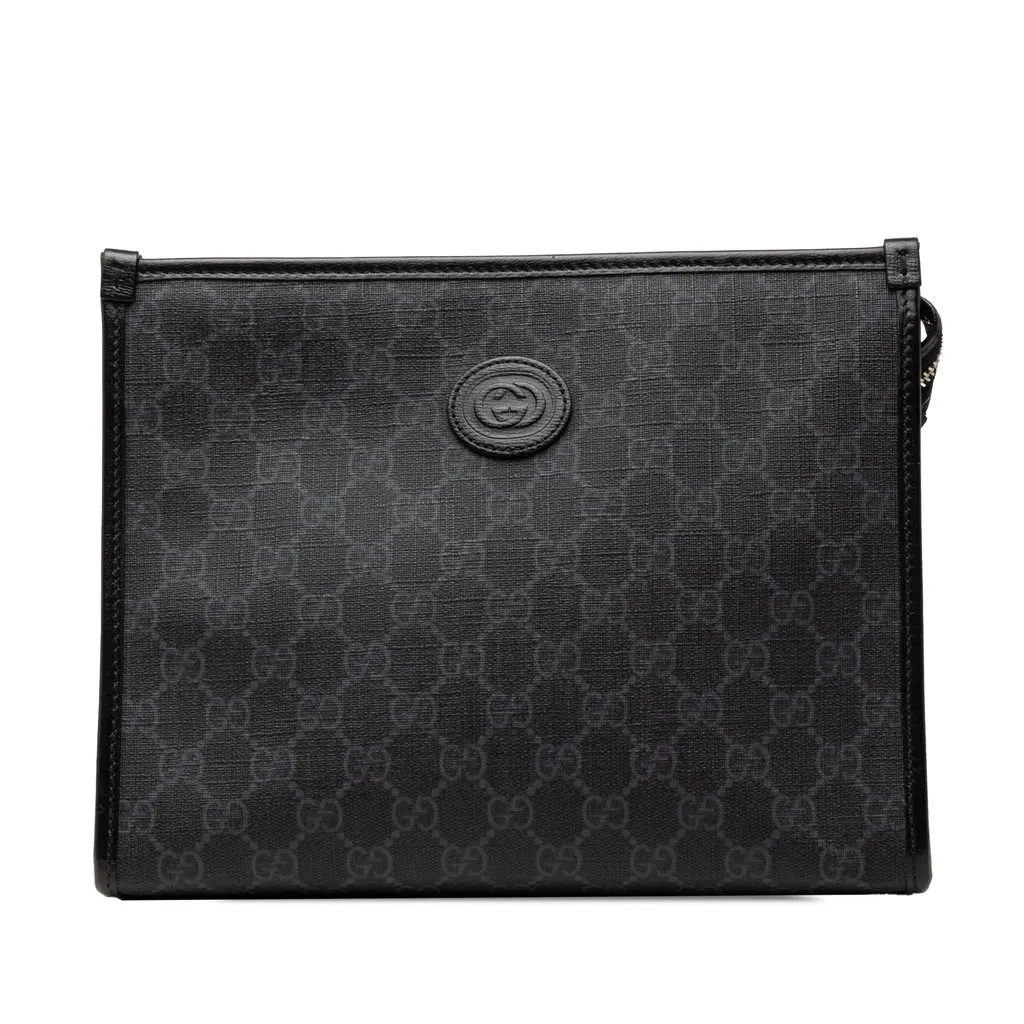 Gucci GG Supreme Retro Interlocking G Clutch Black Very good - Front View