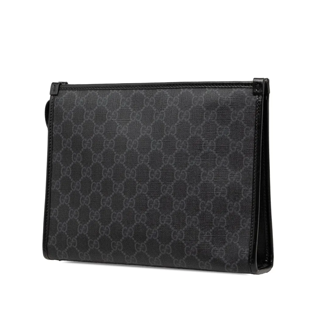 Gucci GG Supreme Retro Interlocking G Clutch Black Very good - Back View