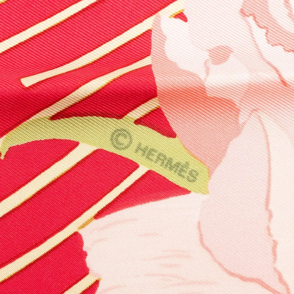 Hermès Les Pivoines Silk Scarf 90 Red Silk Good - Model View