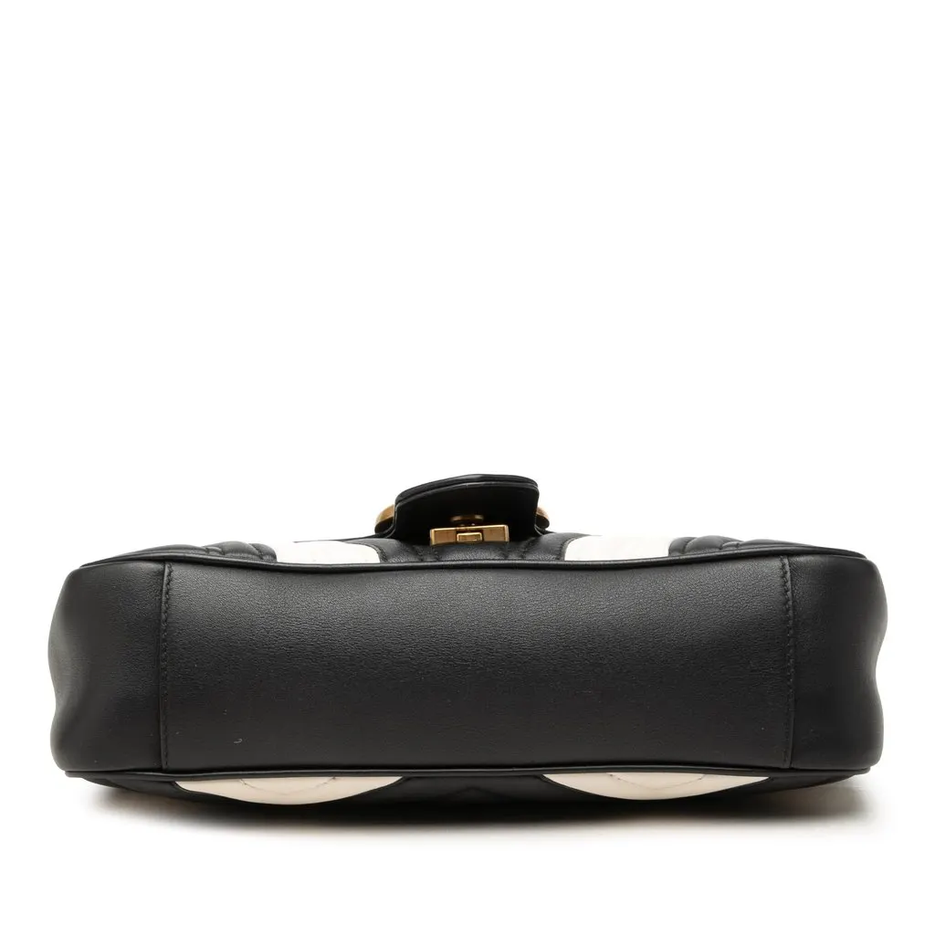 Gucci Medium GG Marmont Bicolor Matelasse Calfskin Shoulder Bag Black Leather Very good - Inside View