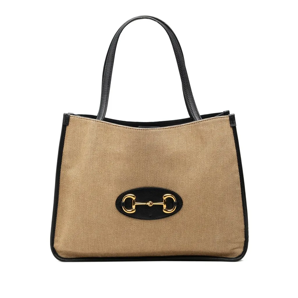 Gucci Medium Canvas Horsebit 1955 Tote Beige Canvas Very good - Front View