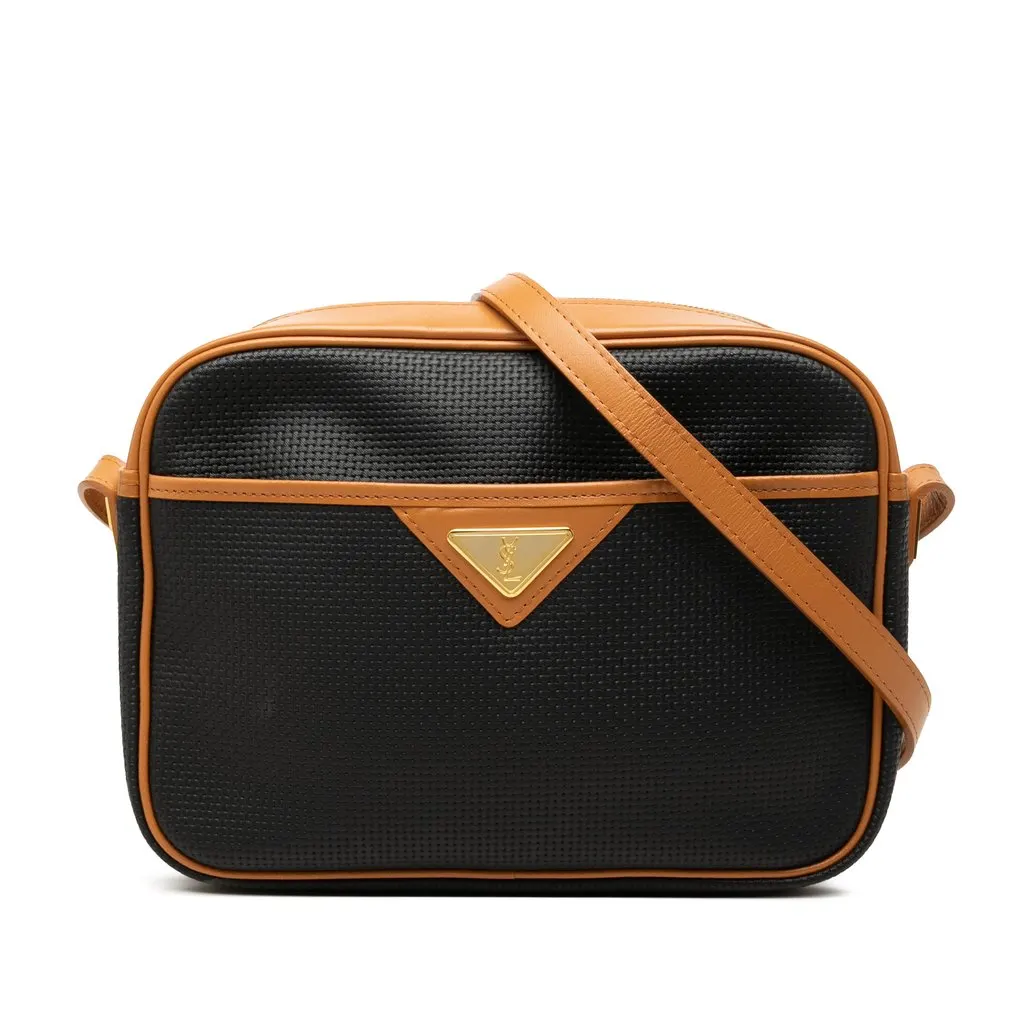 Saint Laurent Leather Trimmed Coated Canvas Crossbody Black Canvas Very good - Front View