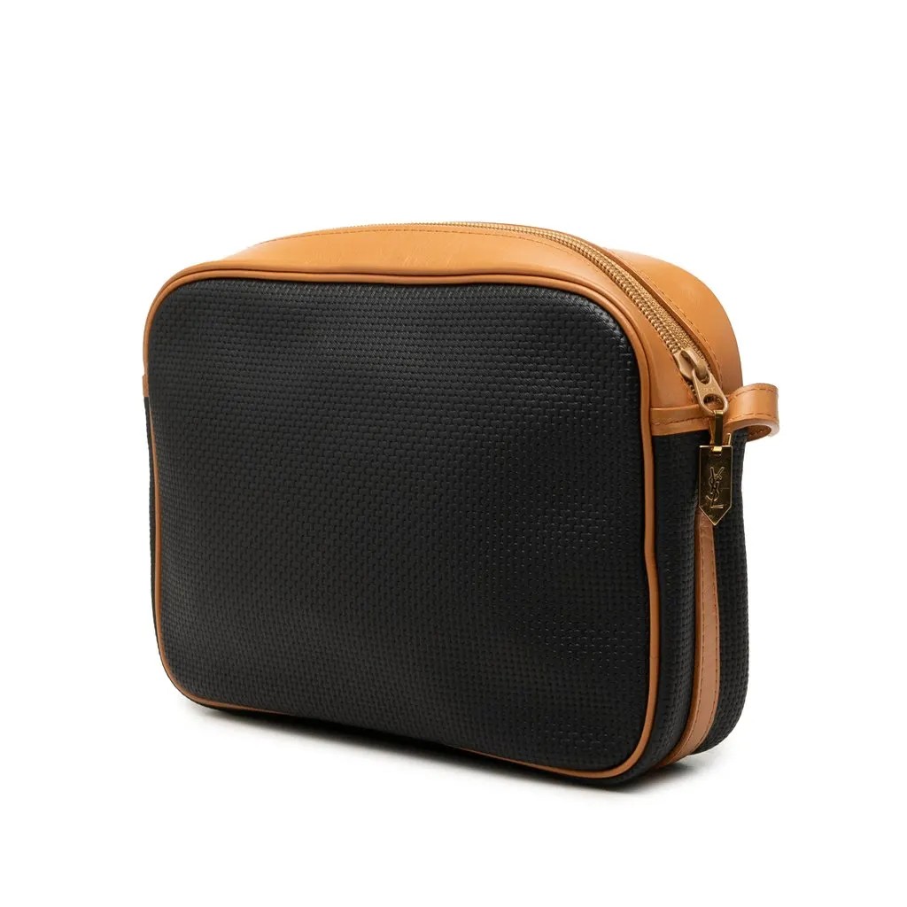 Saint Laurent Leather Trimmed Coated Canvas Crossbody Black Canvas Very good - Back View