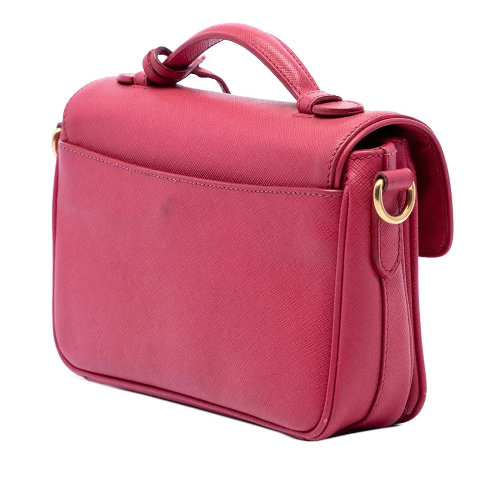 Prada Saffiano Sound Lock Satchel Pink Leather Very good - Back View