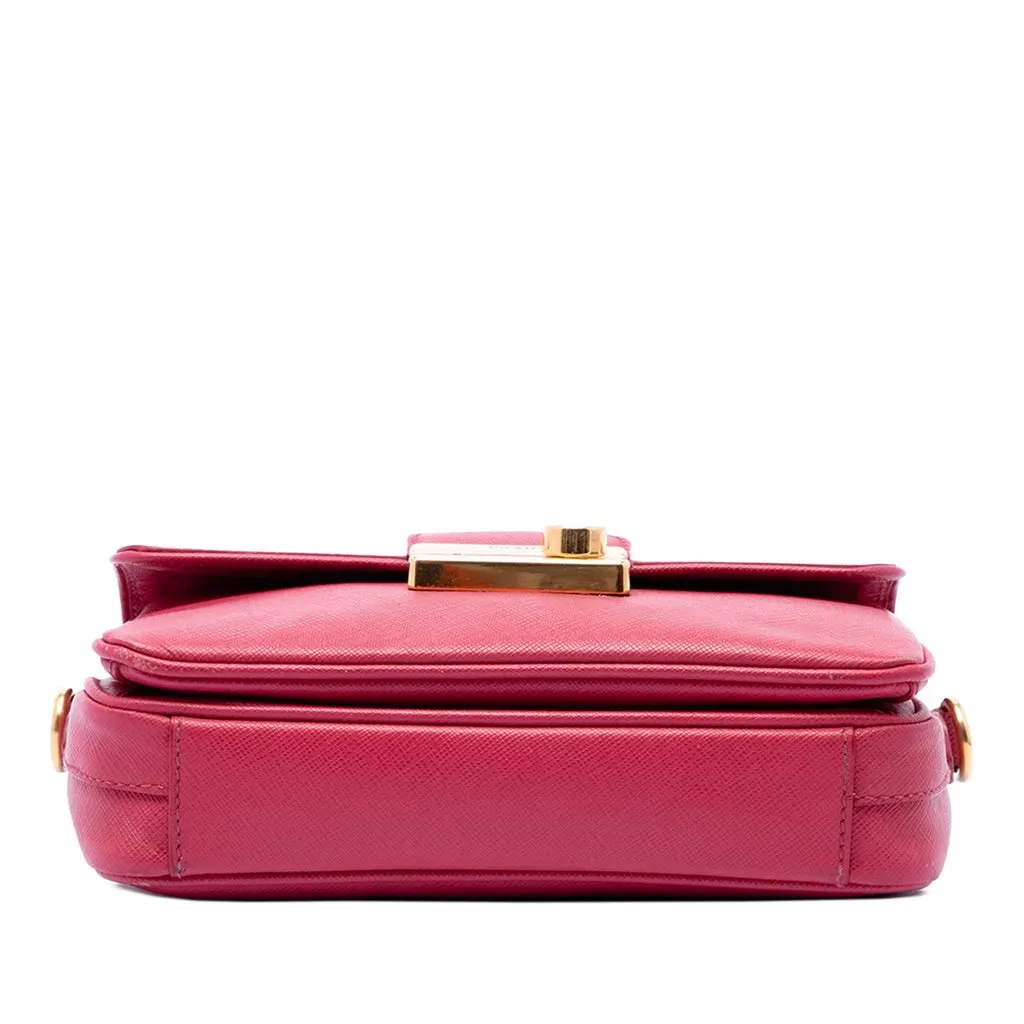 Prada Saffiano Sound Lock Satchel Pink Leather Very good - Inside View