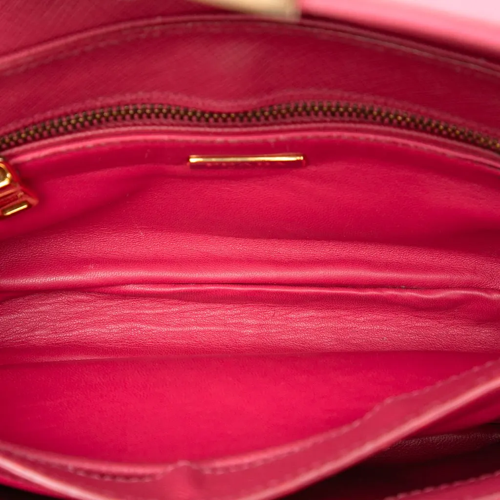 Prada Saffiano Sound Lock Satchel Pink Leather Very good - Model View