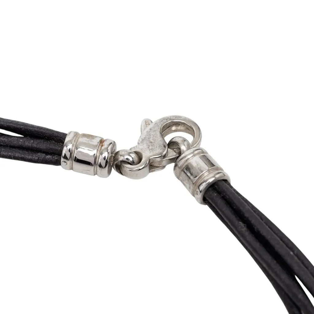 Bvlgari Leather Multi Strand Cord Chocker Necklace Black Leather Very good - Back View