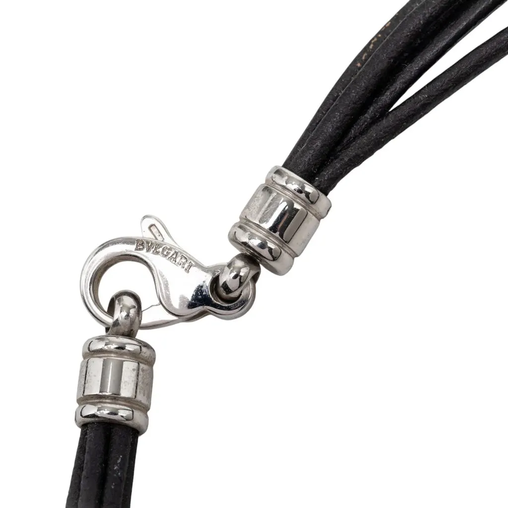 Bvlgari Leather Multi Strand Cord Chocker Necklace Black Leather Very good - Inside View