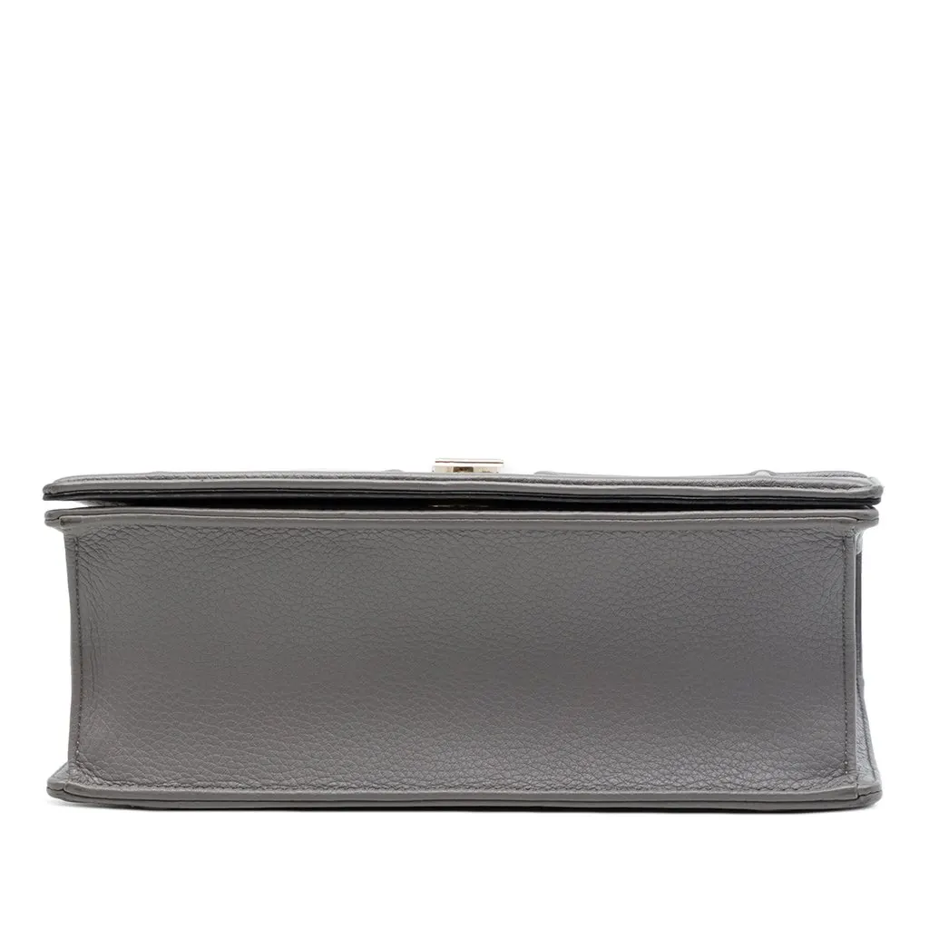 Dior Medium Grained Calfskin Diorama Flap Grey Leather Good - Inside View