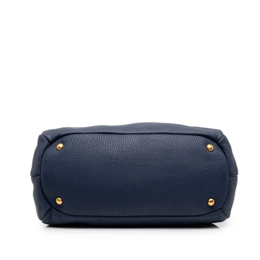 Prada Vitello Daino Zip Top Convertible Tote Blue Leather Very good - Inside View