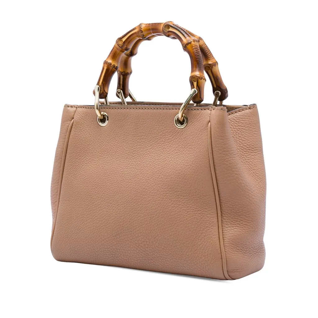 Gucci Mini Calfskin Bamboo Shopper Satchel Brown Leather Very good - Back View