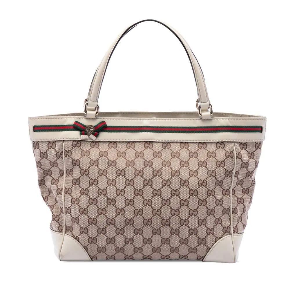 Gucci GG Canvas Web Mayfair Tote Beige Very good - Front View