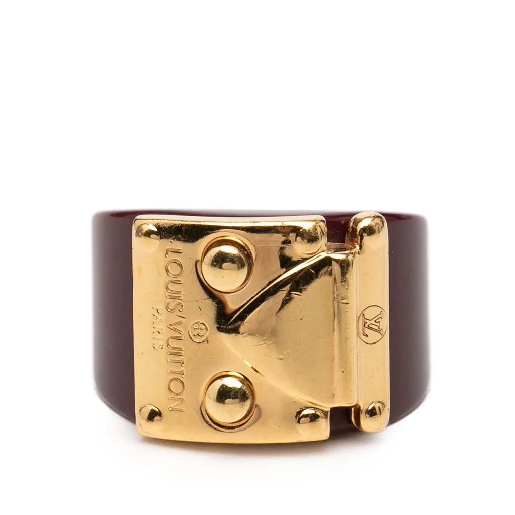 Louis Vuitton Resin Gold Plated Lock Me Ring M Red Plastic Very good - Front View