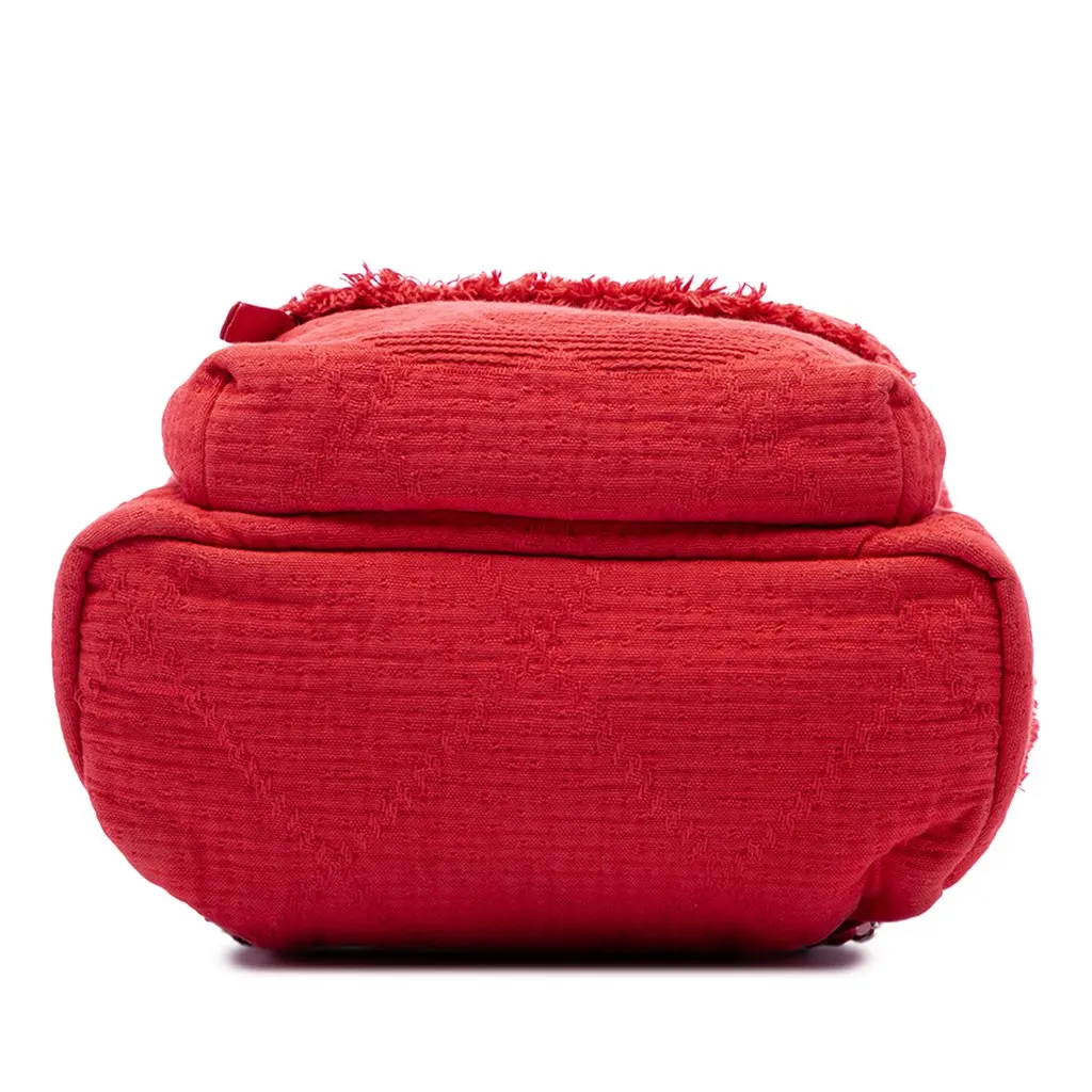 Chanel Quilted Canvas Front Pocket Fringe Backpack Red Canvas Very good - Inside View